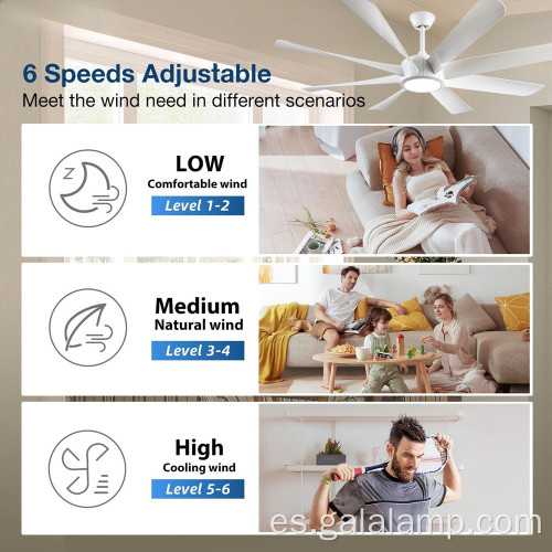 Ventilador de techo moderno grande de 60 pulgadas con luz